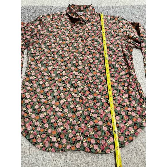 VTG Hathaway Women's Size 14 Button Up Floral Shirt Pink Green 100% Cotton - Picture 2 of 9
